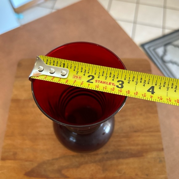 Ruby Red 6.5 Depression Glass Vase Vintage - Picture 3 of 5